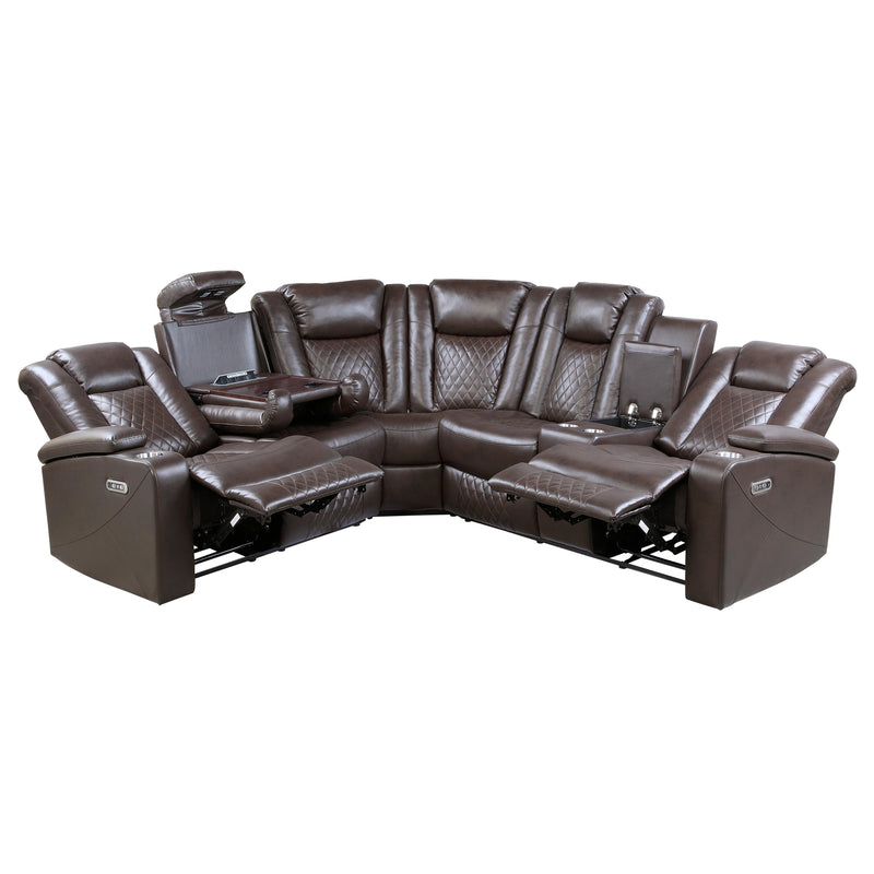 Homelegance Caelan Power Reclining Leather Look 3 pc Sectional 9366DB*SC IMAGE 5