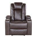 Homelegance Caelan Power Leather Look Recliner 9366DB-1PWH IMAGE 1