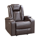 Homelegance Caelan Power Leather Look Recliner 9366DB-1PWH IMAGE 2