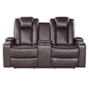 Homelegance Caelan Power Reclining Leather Look Loveseat 9366DB-2PWH IMAGE 1