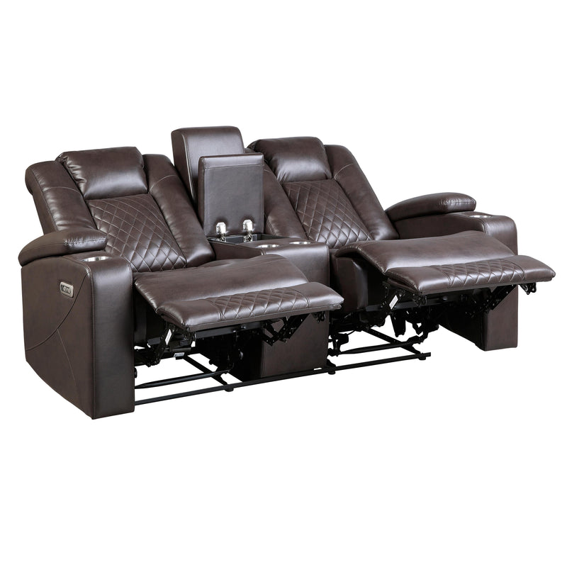Homelegance Caelan Power Reclining Leather Look Loveseat 9366DB-2PWH IMAGE 4
