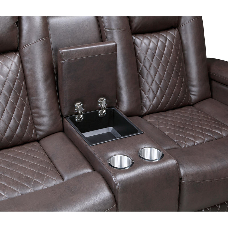 Homelegance Caelan Power Reclining Leather Look Loveseat 9366DB-2PWH IMAGE 5