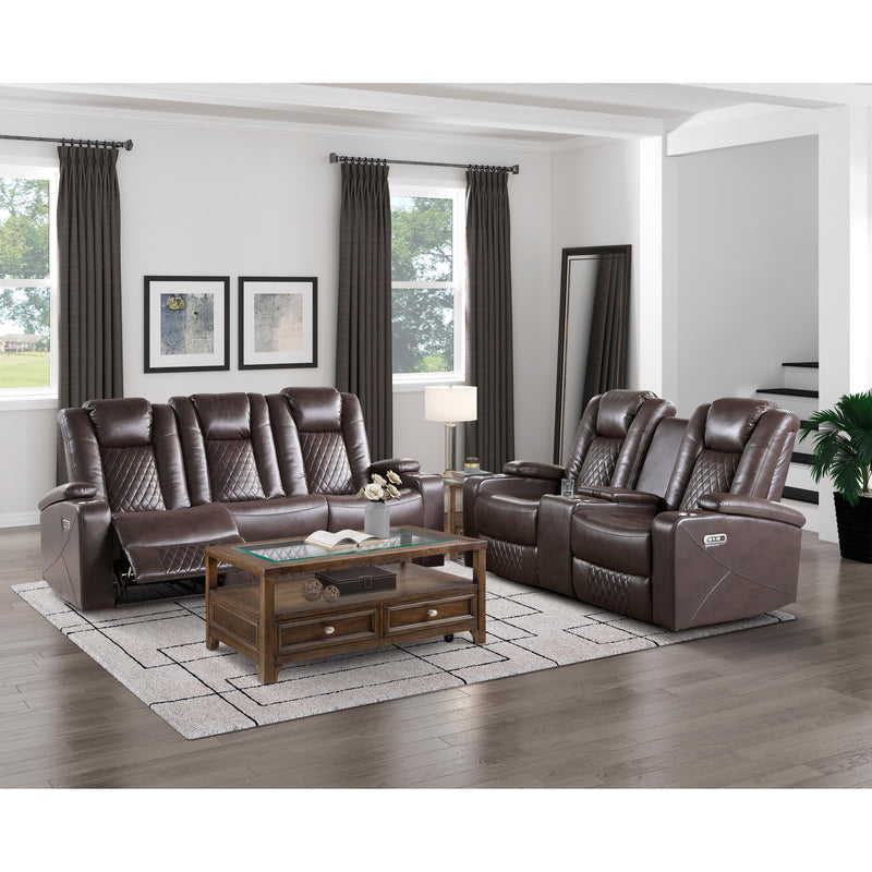 Homelegance Caelan Power Reclining Leather Look Loveseat 9366DB-2PWH IMAGE 7