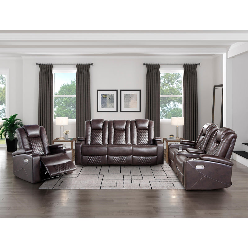 Homelegance Caelan Power Reclining Leather Look Loveseat 9366DB-2PWH IMAGE 8