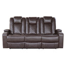 Homelegance Caelan Power Reclining Leather Look Sofa 9366DB-3PWH IMAGE 1