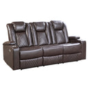 Homelegance Caelan Power Reclining Leather Look Sofa 9366DB-3PWH IMAGE 2
