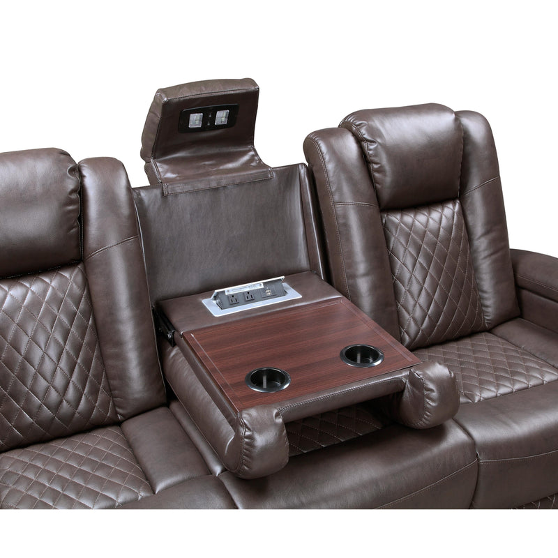 Homelegance Caelan Power Reclining Leather Look Sofa 9366DB-3PWH IMAGE 5