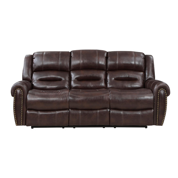 Homelegance Center Hill Reclining Leather Match Sofa 9668NBR-3 IMAGE 1