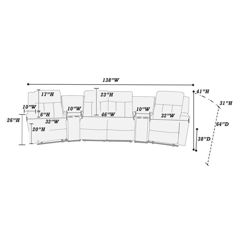 Poundex F86629 Power Reclining Sectional IMAGE 4