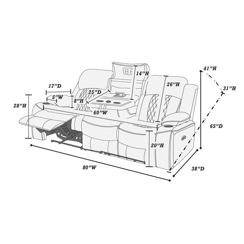 Poundex F86406 Power Reclining Sofa IMAGE 5