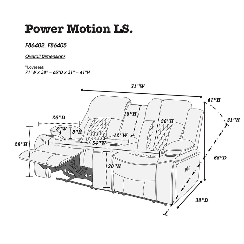 Poundex F86405 Power Reclining Loveseat IMAGE 5