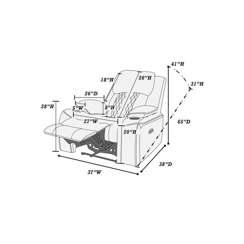 Poundex F86404 Power Recliner Single IMAGE 5