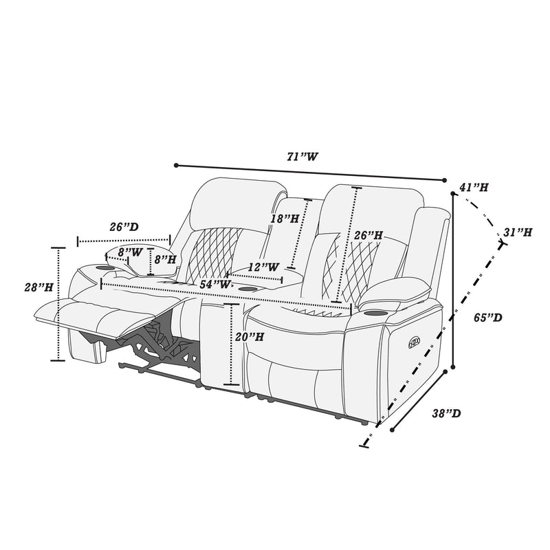 Poundex F86402 Power Reclining Loveseat IMAGE 6