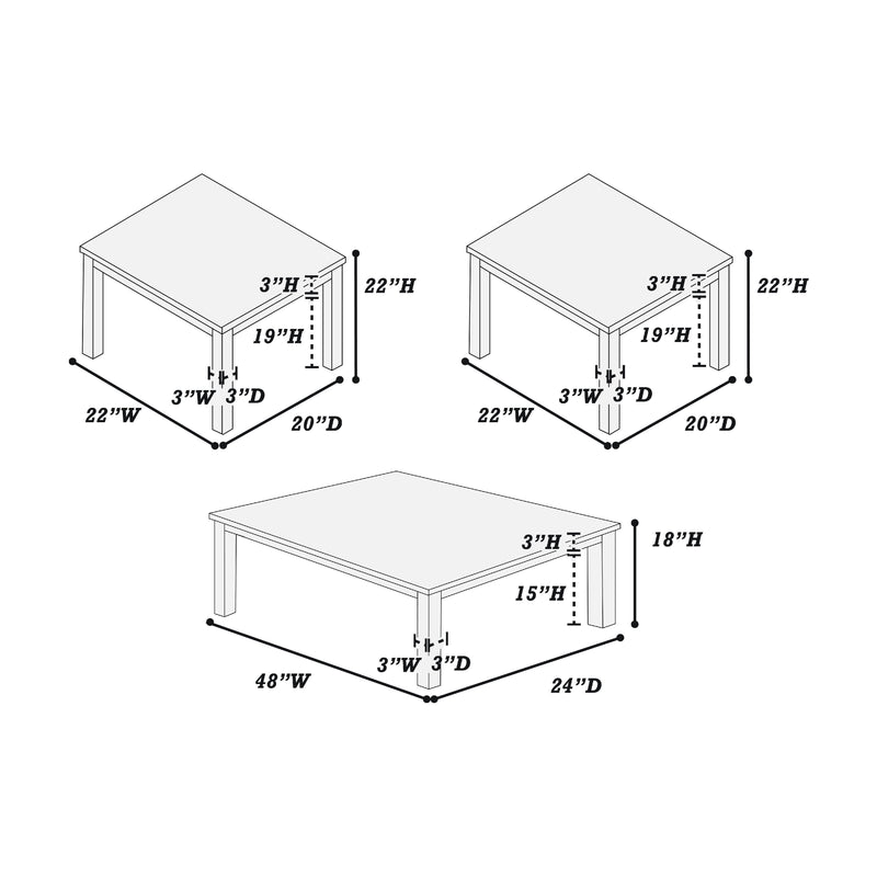 Poundex F3188 3 pc Coffee Table Set IMAGE 8