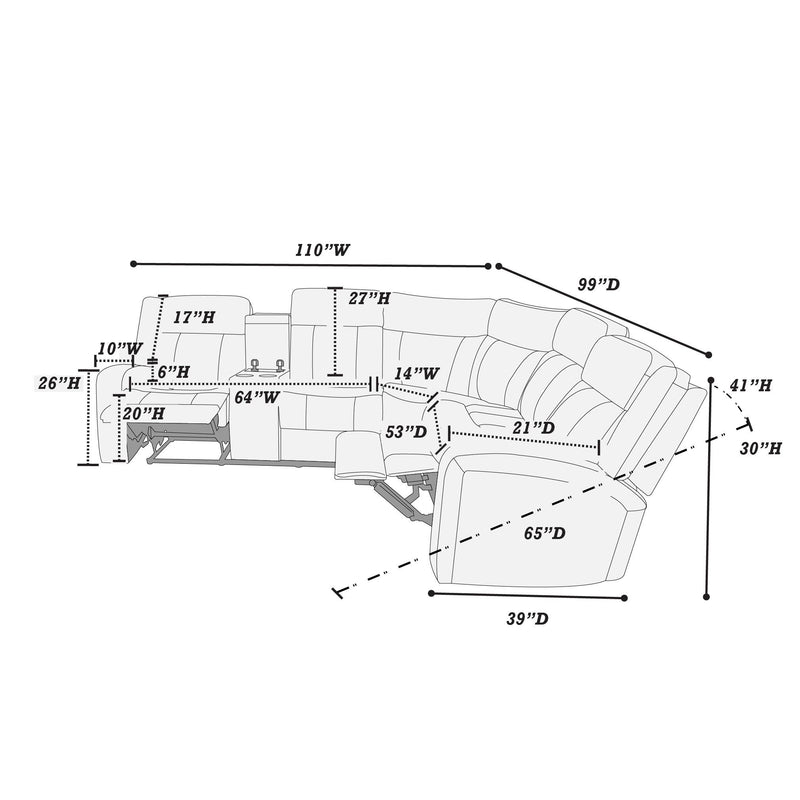 Poundex F86626 3 pc Power Reclining Sectional IMAGE 5
