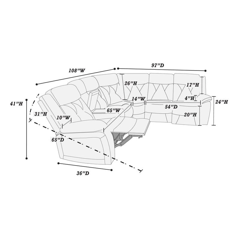 Poundex F8750 Manual Reclining Sectional IMAGE 4