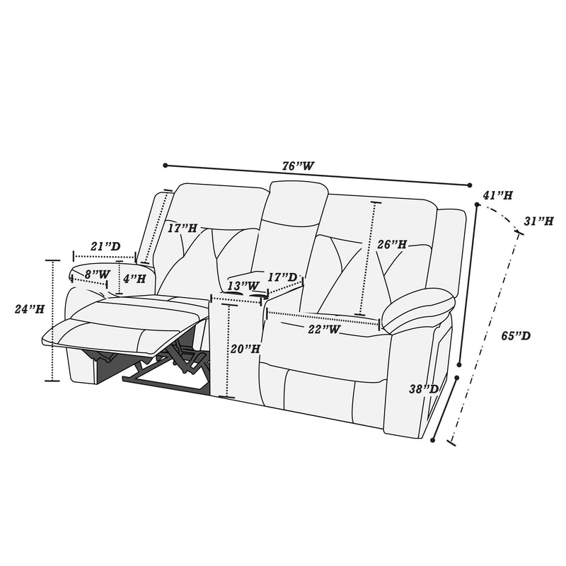 Poundex F8755 Manual Reclining Loveseat IMAGE 9