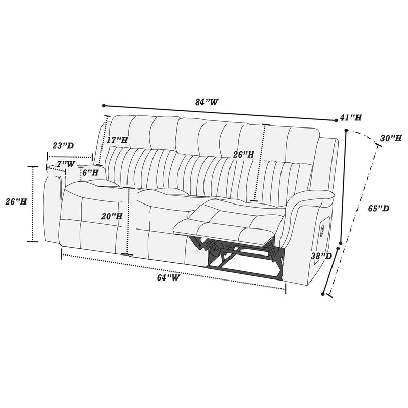 Poundex F86376 Power Reclining Sofa IMAGE 5