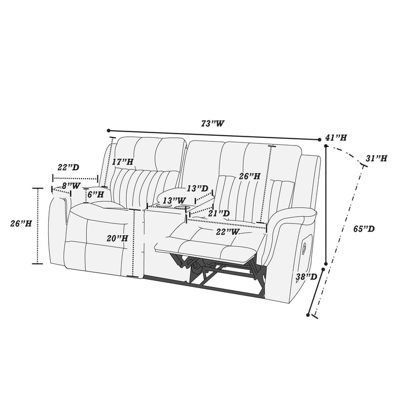 Poundex F86375 Power Reclining Loveseat IMAGE 5
