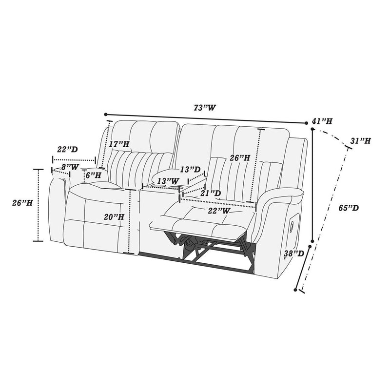 Poundex F86372 Power Reclining Loveseat IMAGE 5