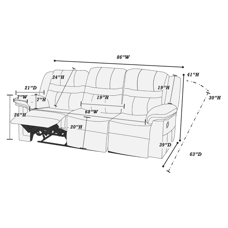 Poundex F86366 Power Reclining Sofa IMAGE 4