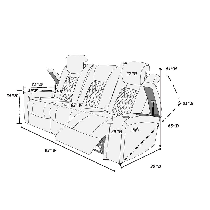 Poundex F86329 Power Reclining Sofa IMAGE 5