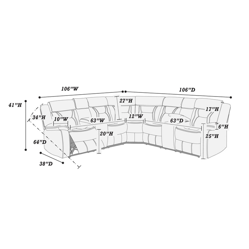 Poundex F86610 Power Reclining Sectional IMAGE 5