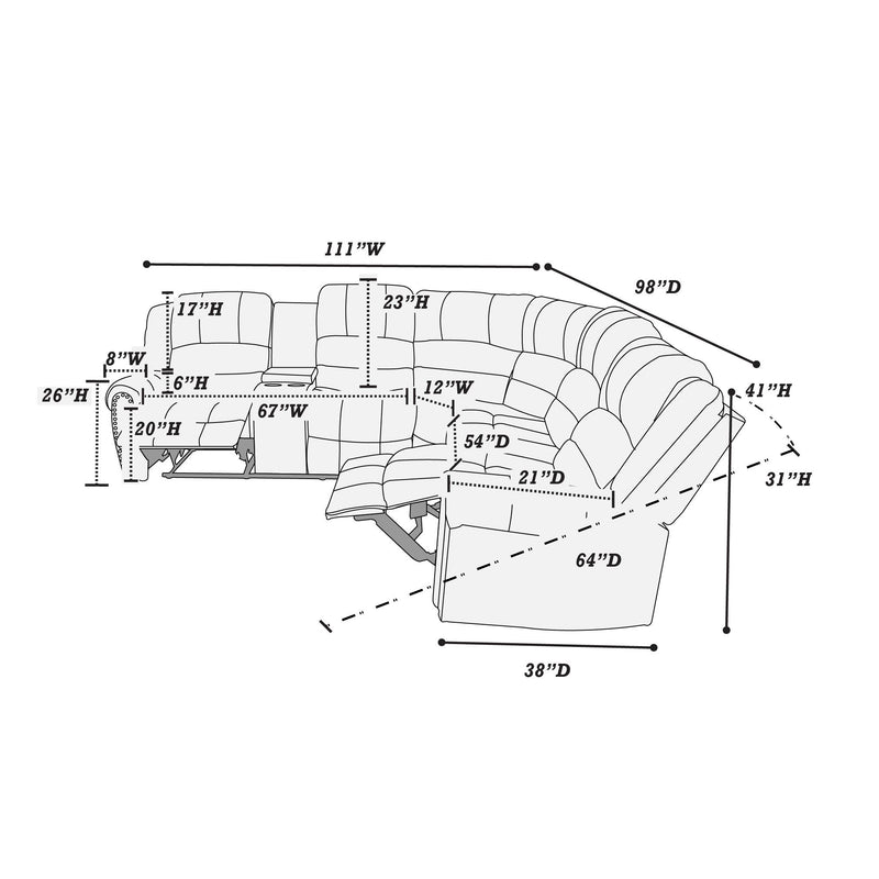 Poundex F86612 Power Reclining Sectional IMAGE 5
