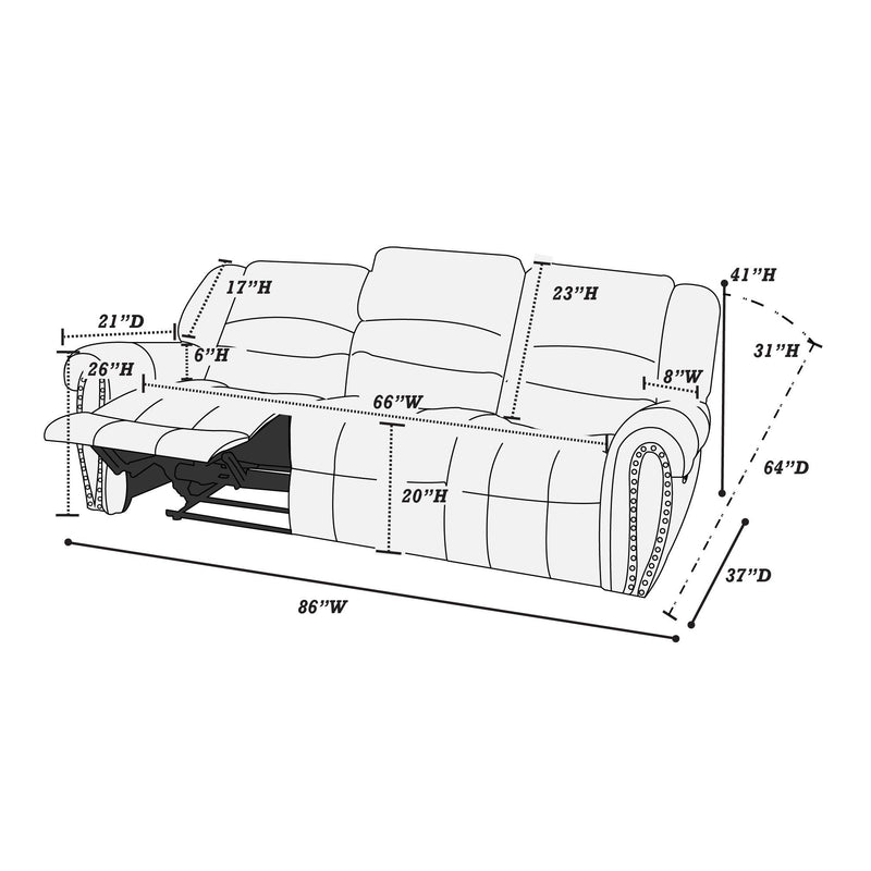 Poundex F86269 Power Reclining Sofa IMAGE 4