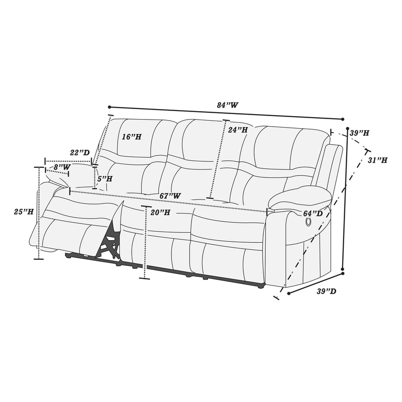 Poundex F86246 Power Reclining Sofa IMAGE 5