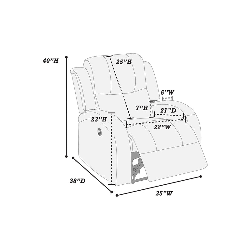 Poundex F86022 Power Recliner Single IMAGE 8