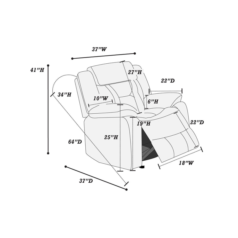 Poundex F6796 Glider Recliner IMAGE 5