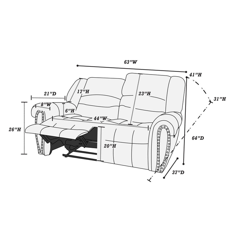 Poundex F6753 Motion Loveseat IMAGE 5