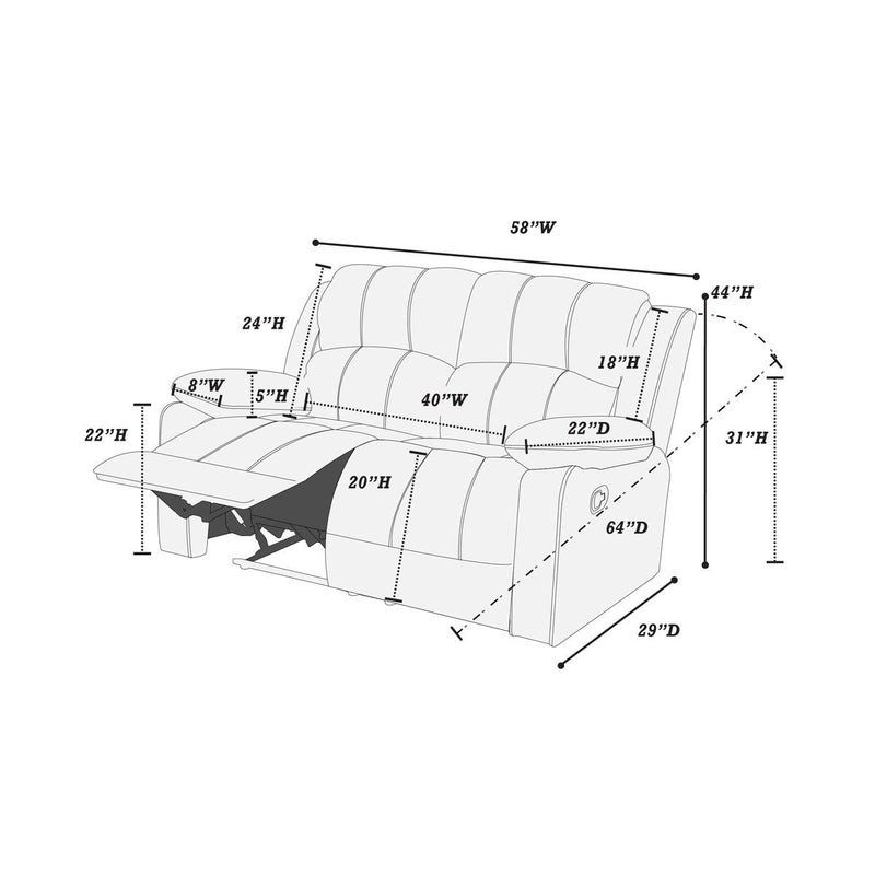 Poundex F6695 Motion Loveseat IMAGE 4