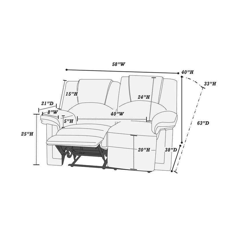 Poundex F6674 Motion Loveseat IMAGE 10