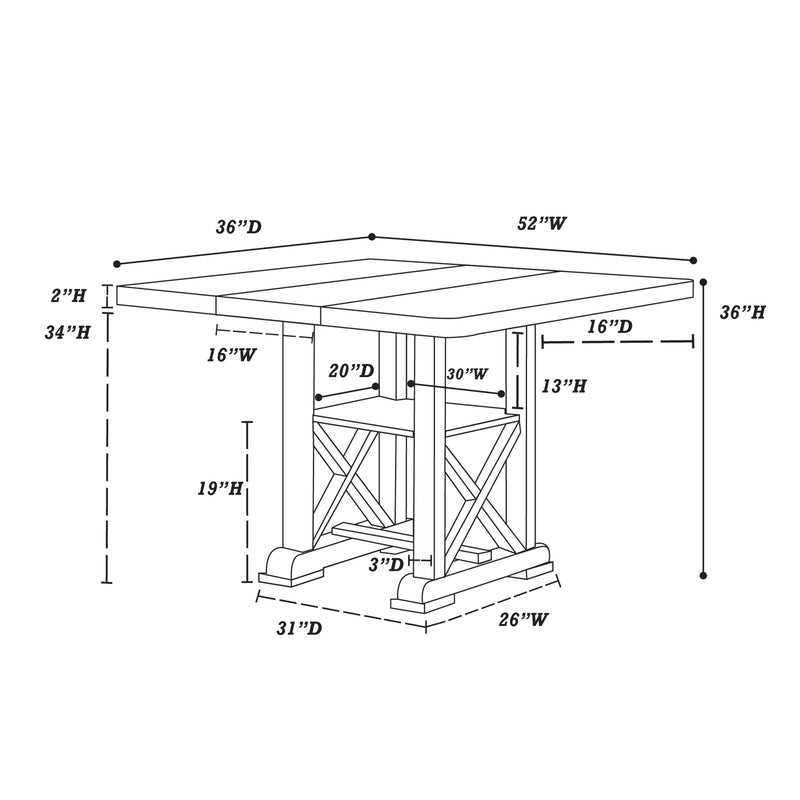 Poundex F2399 Counter Height Table IMAGE 9