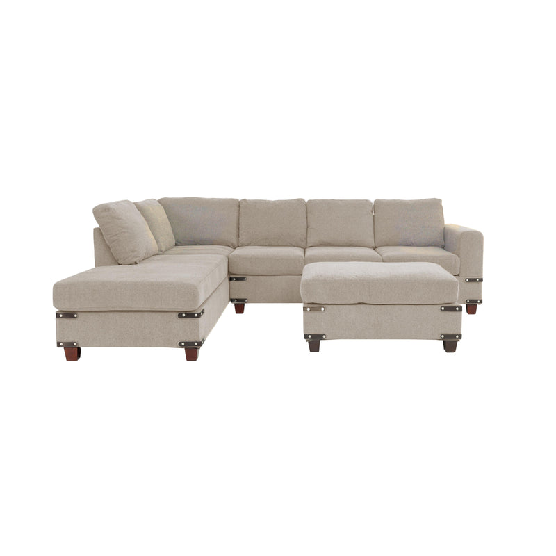 Poundex F8805 3 pc Sectional Set with Ottoman IMAGE 2