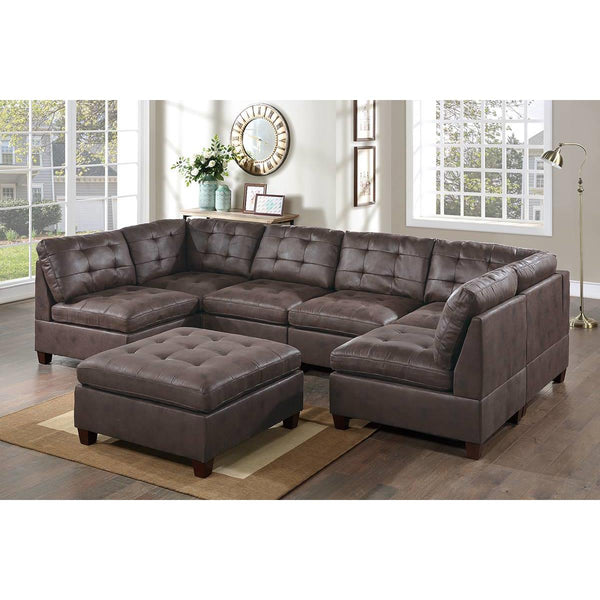 Poundex Leatherette 7 pc Sectional 560 IMAGE 1