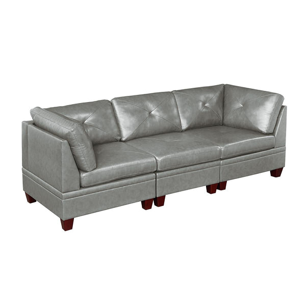 Poundex Leather 3 pc Sectional 687 IMAGE 1