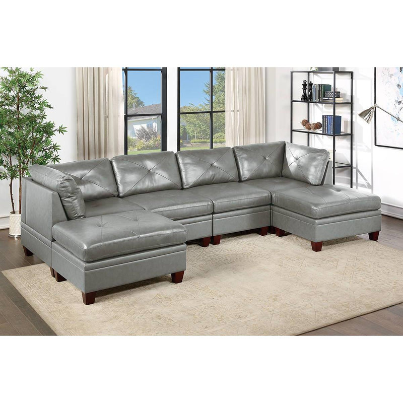 Poundex Leather 6 pc Sectional 700 IMAGE 1