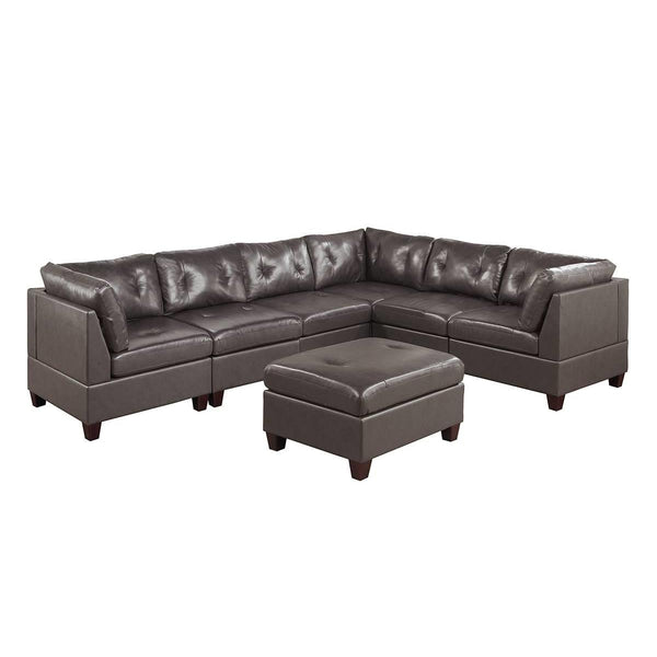 Poundex Leather 7 pc Sectional 654 IMAGE 1