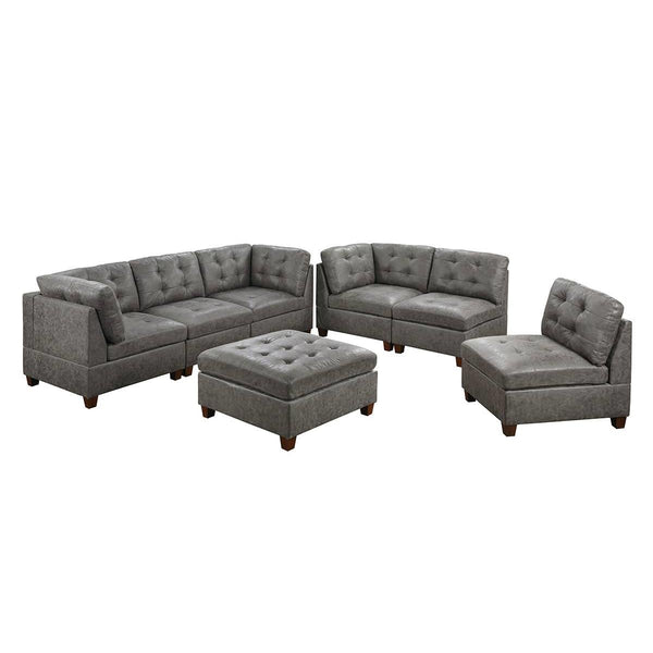 Poundex Leatherette 7 pc Sectional 544 IMAGE 1