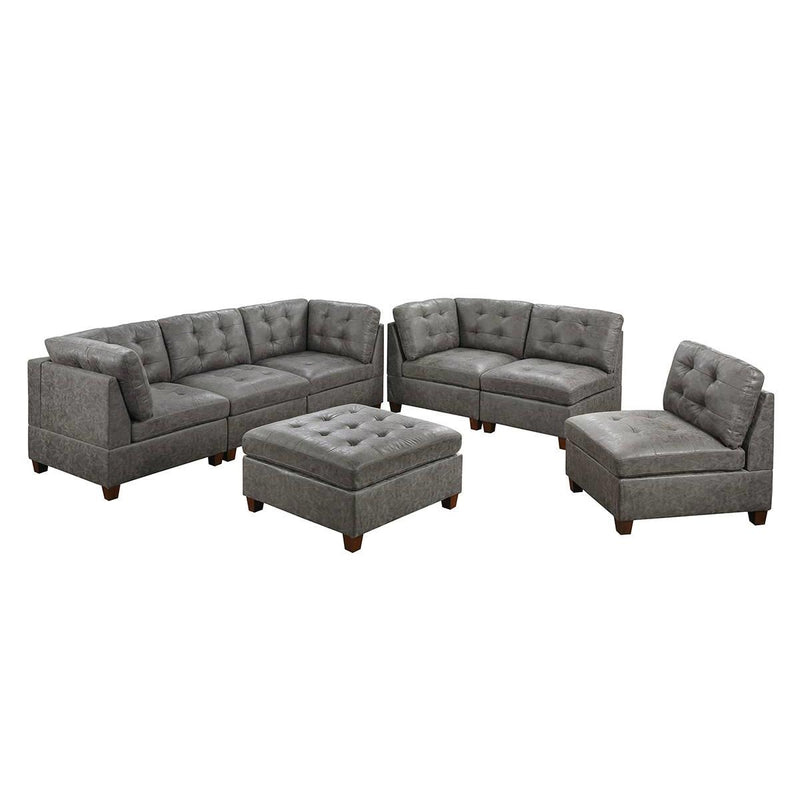 Poundex Leatherette 7 pc Sectional 544 IMAGE 1
