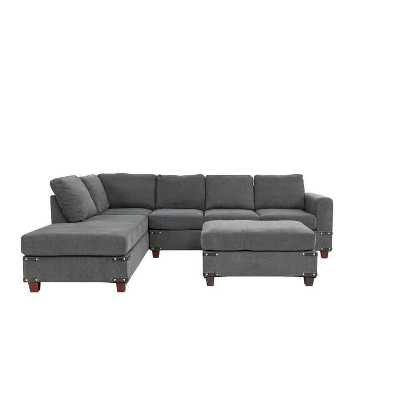 Poundex F8804 3 pc Sectional Set with Ottoman IMAGE 2
