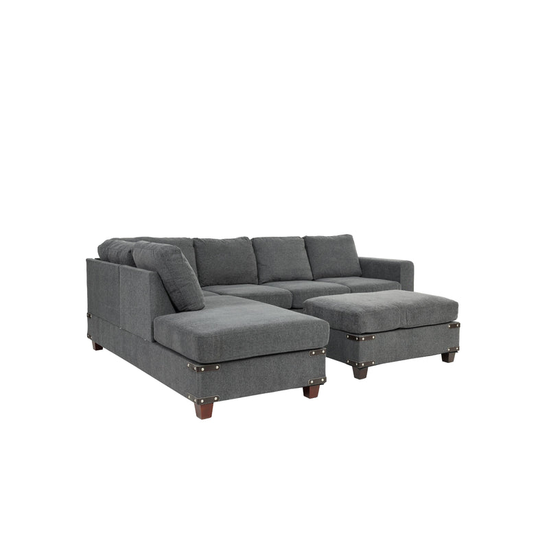 Poundex F8804 3 pc Sectional Set with Ottoman IMAGE 3