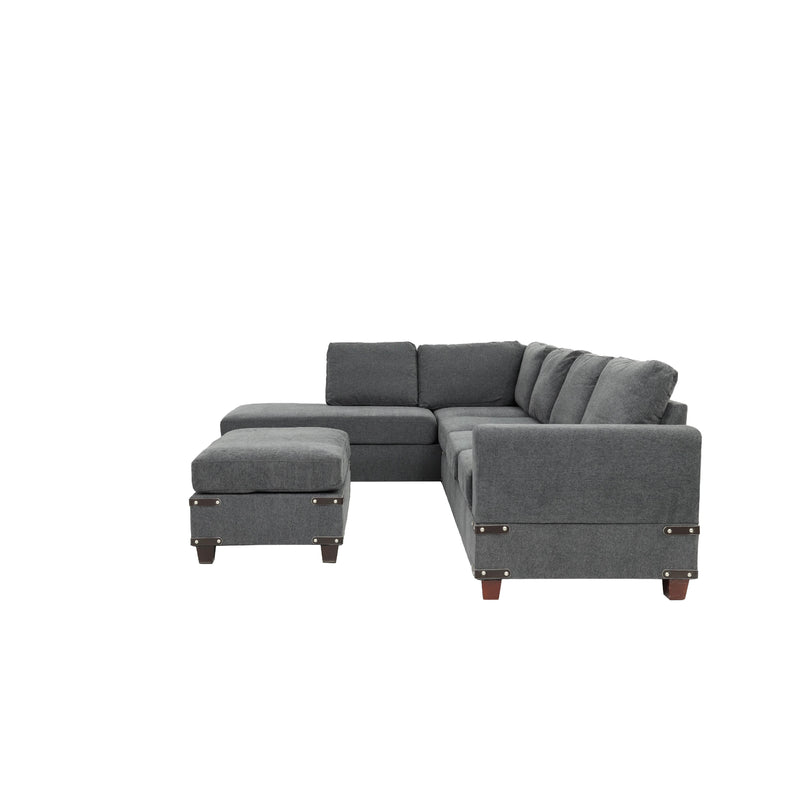 Poundex F8804 3 pc Sectional Set with Ottoman IMAGE 6