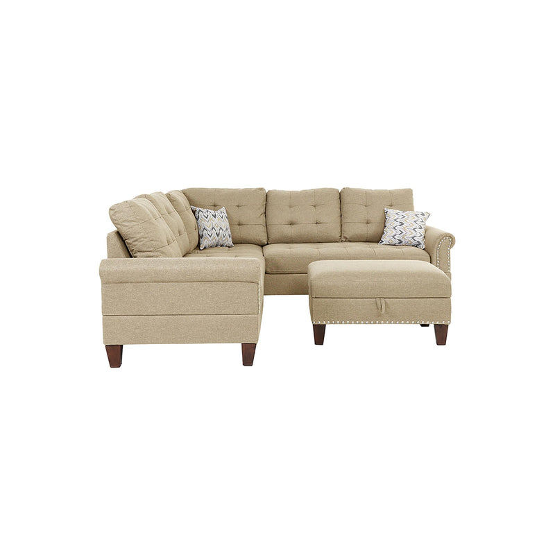 Poundex F6476 3 pc Sectional Set with Ottoman IMAGE 2