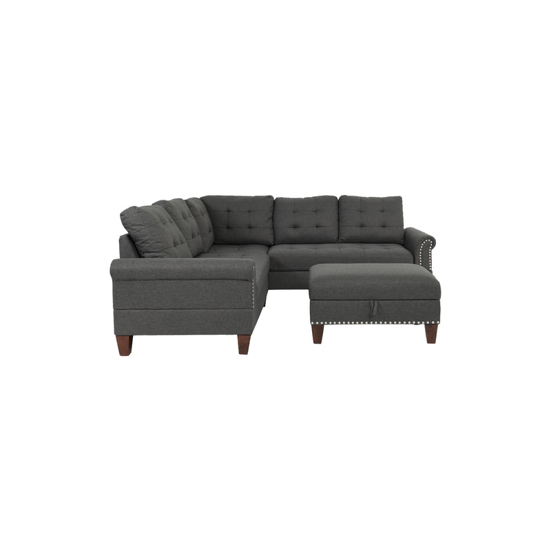 Poundex F6474 3 pc Sectional Set with Ottoman IMAGE 2
