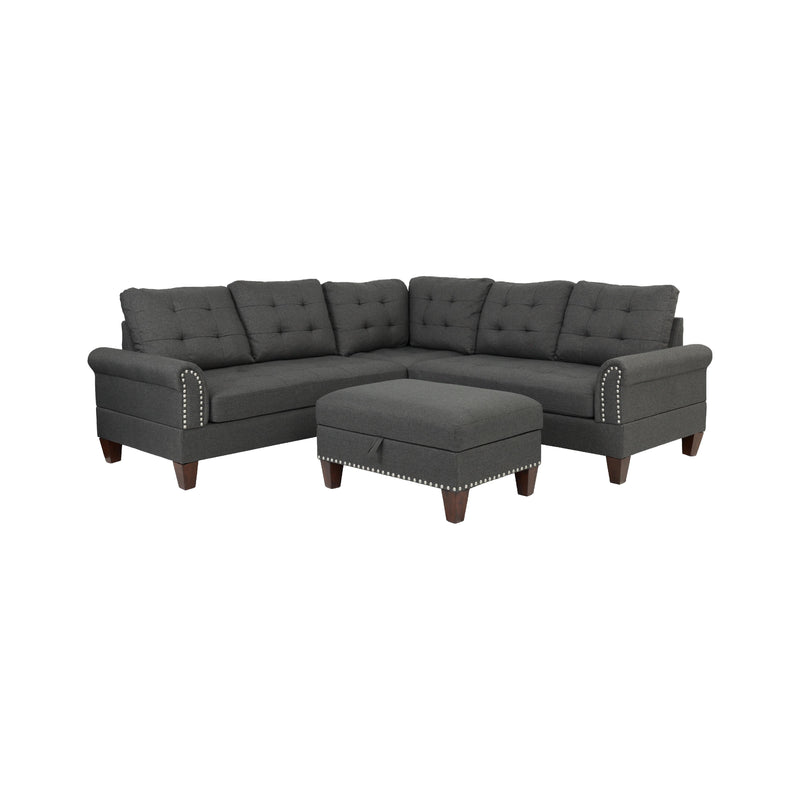 Poundex F6474 3 pc Sectional Set with Ottoman IMAGE 3