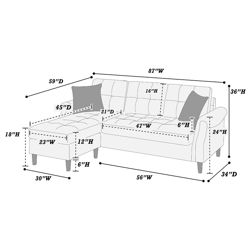 Poundex F6458 Reversible Sectional Set IMAGE 7